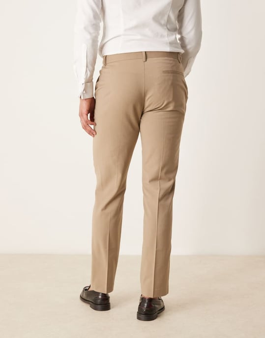 ASOS DESIGN washable slim suit trousers with lightweight worsted wool in beige - Image 3