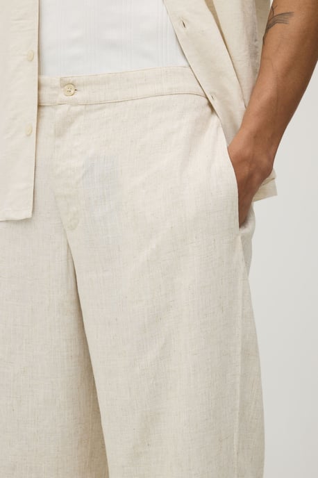 Wide Leg Half & Half Waist Linen Blend Trouser - Image 3