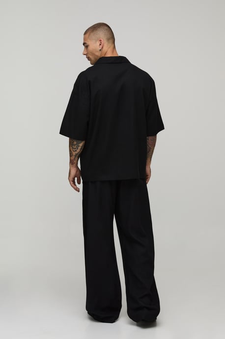 Wide Leg Half & Half Waist Linen Blend Trouser - Image 2