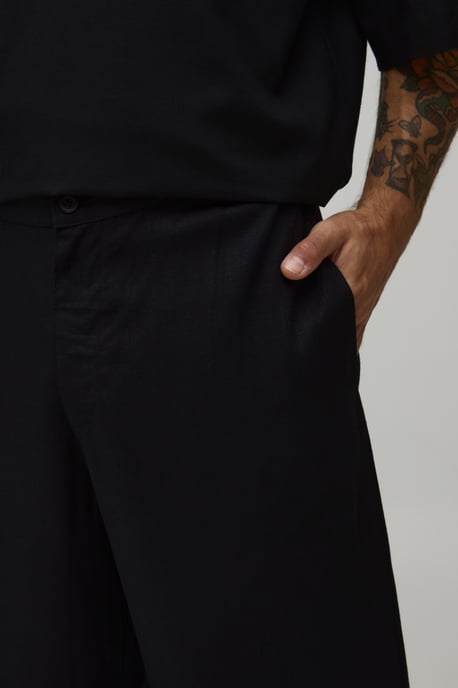 Wide Leg Half & Half Waist Linen Blend Trouser - Image 3