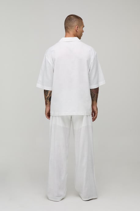 Wide Leg Half & Half Waist Linen Blend Trouser - Image 2