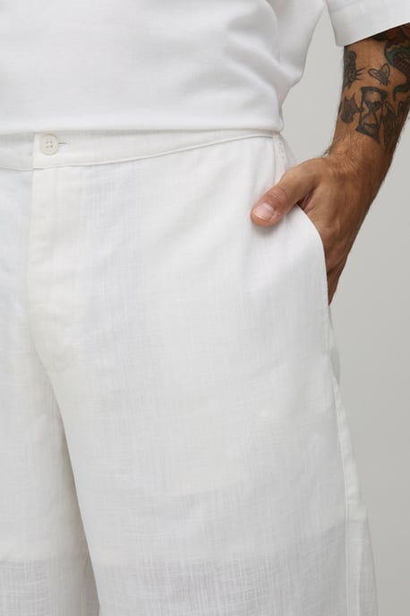 Wide Leg Half & Half Waist Linen Blend Trouser - Image 3