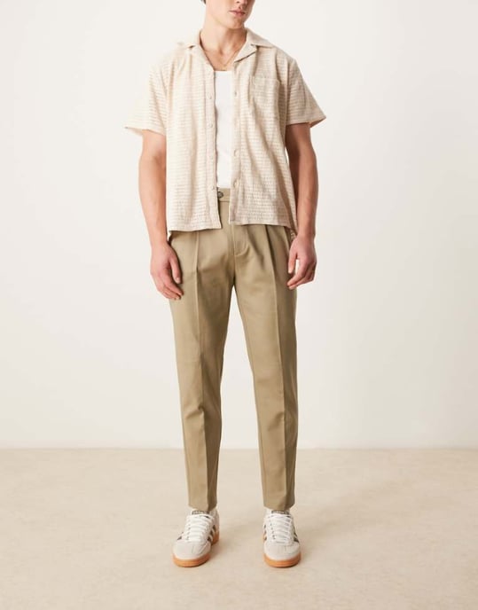 ASOS DESIGN smart tapered cotton chino trousers in green - Image 1