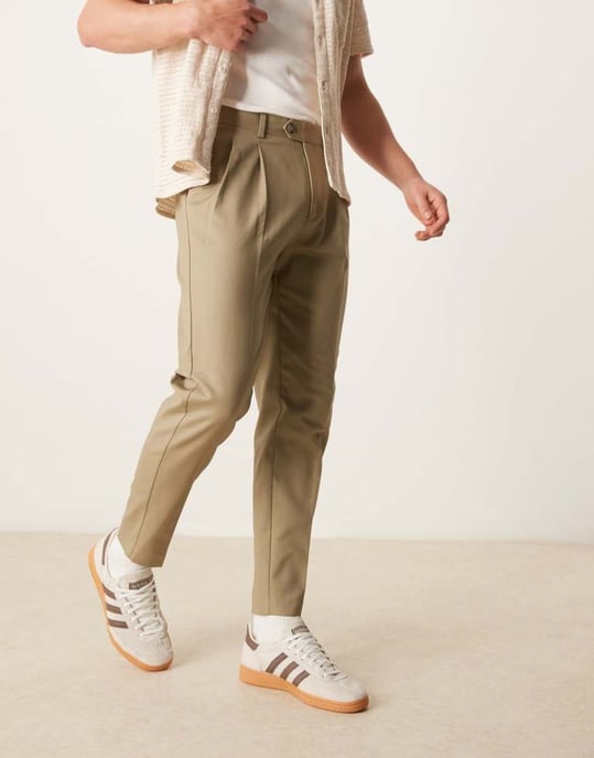 ASOS DESIGN smart tapered cotton chino trousers in green - Image 2