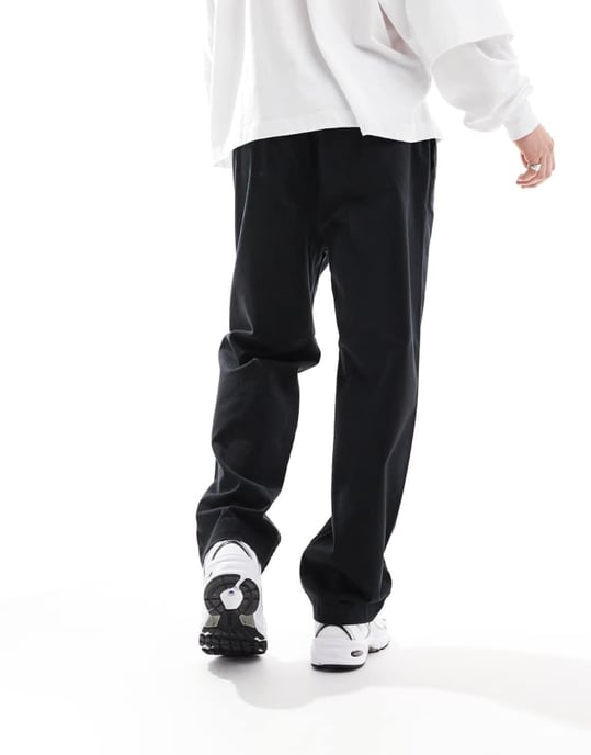 Jack & Jones loose fit pull on chino with pleated front in black - Image 3