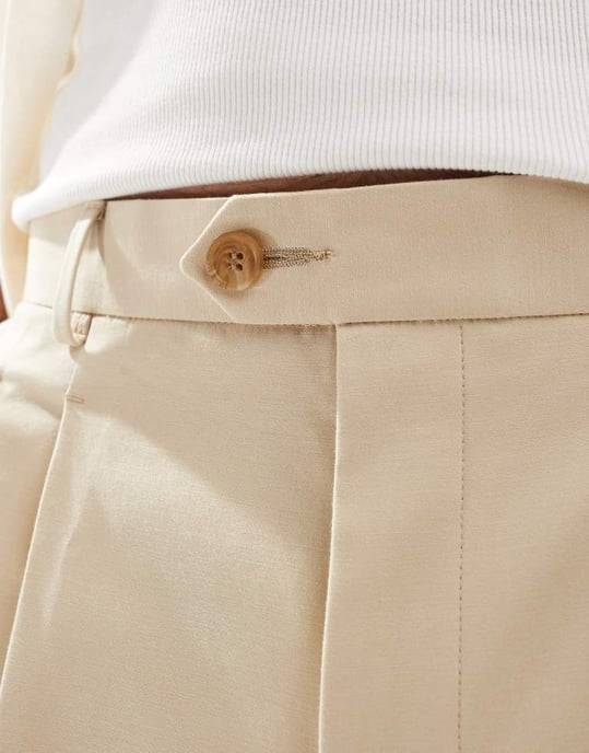 ASOS DESIGN smart premium cotton oversized tapered chino trousers in stone - Image 2