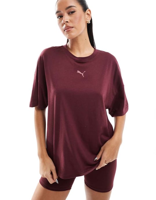 Puma Evolve training t-shirt in burgundy - Image 1