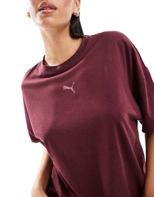 Puma Evolve training t-shirt in burgundy - Image 2