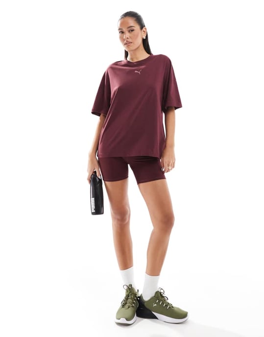Puma Evolve training t-shirt in burgundy - Image 3