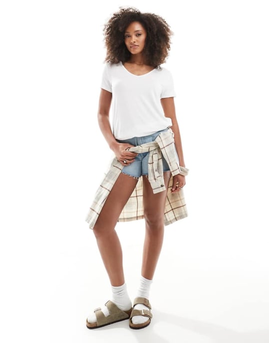 Hollister logo detail relaxed t-shirt in white - Image 1