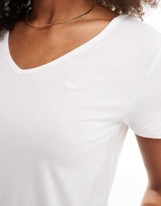 Hollister logo detail relaxed t-shirt in white - Image 3