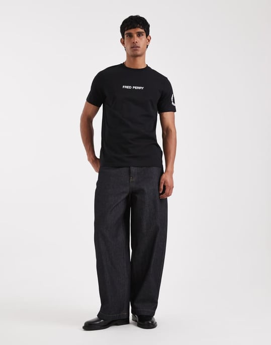 Fred Perry t-shirt in black with double logo print - Image 4