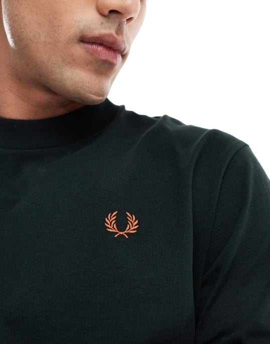 Fred Perry oversized heavyweight t-shirt in forest green - Image 3