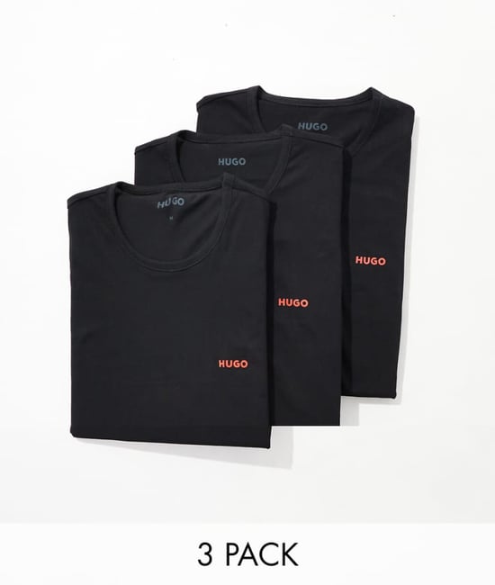Hugo Bodywear triplet pack t-shirt in black - Image 1