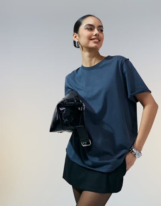 ASOS DESIGN slouchy raw edge regular fit washed t-shirt in washed black - Image 1