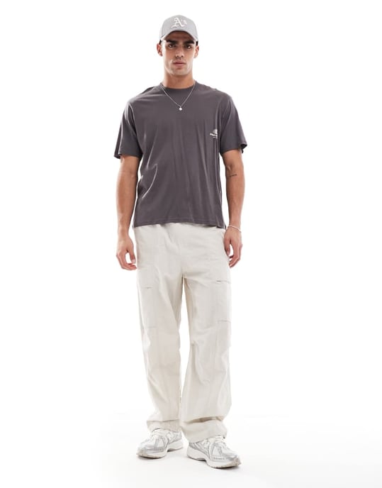 Jack & Jones oversized front print t-shirt in dark grey - Image 2