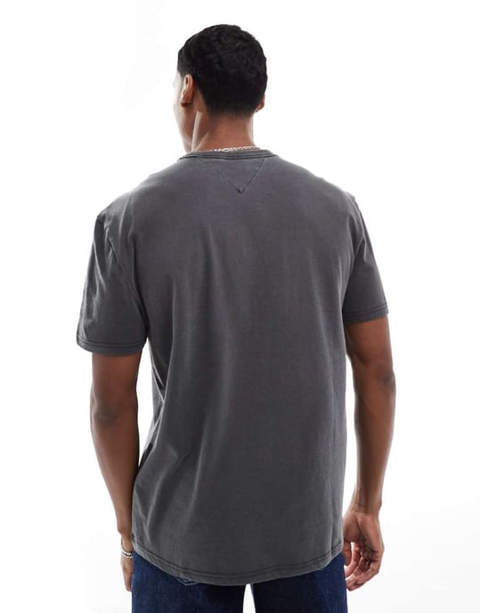 Tommy Jeans varsity logo t-shirt in washed grey - Image 3