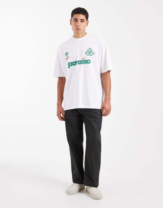 ASOS DESIGN oversized t-shirt with football front print in white - Image 2