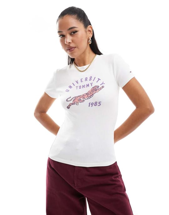 Tommy Jeans university graphic t-shirt in white - Image 3