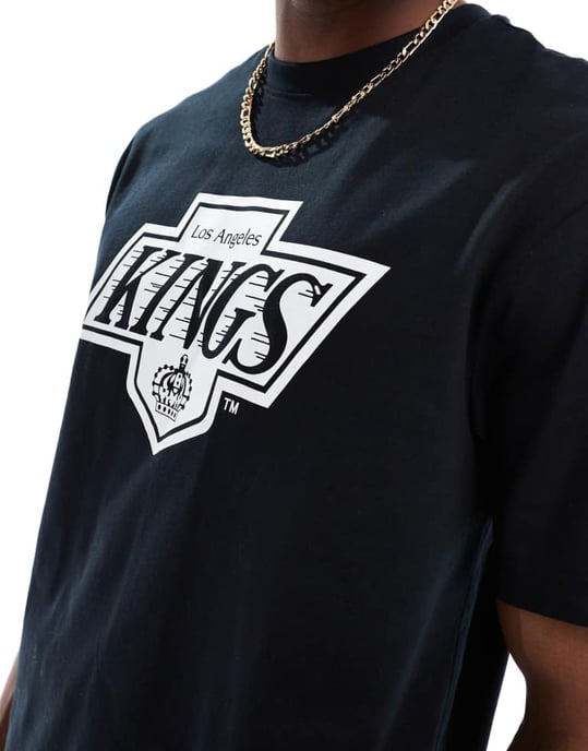 ONLY & SONS relaxed fit t-shirt with LA Kings print in black - Image 4