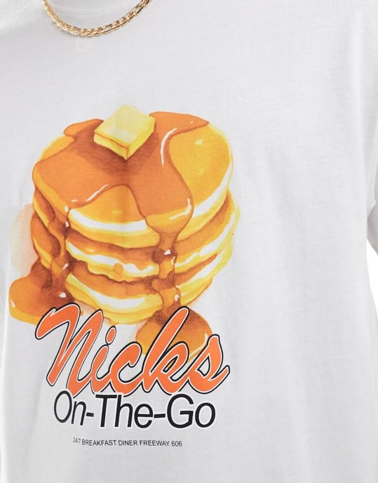 ONLY & SONS oversized t-shirt with pancakes print in white - Image 3