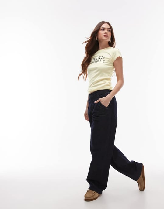 Topshop graphic Porto baby tee in buttermilk - Image 2