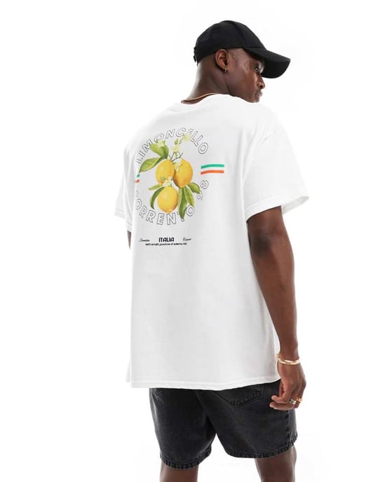 ASOS DESIGN oversized t-shirt in white with limoncello print - Image 3