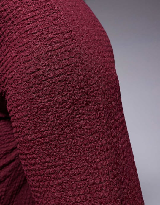 ASOS DESIGN co-ord textured wide leg trouser in burgundy - Image 3