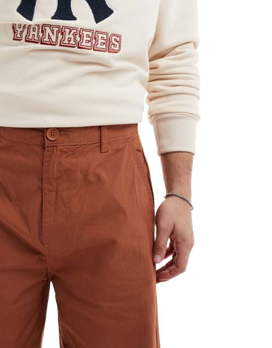 ONLY & SONS cropped barrel leg trouser in washed brown - Image 2