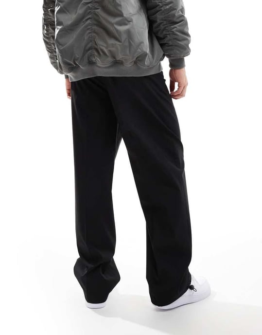 ASOS DESIGN smart wide leg trousers with toggle hem in black - Image 3