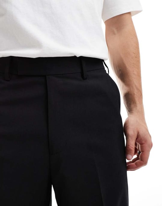 ASOS DESIGN smart wide leg trousers with toggle hem in black - Image 4