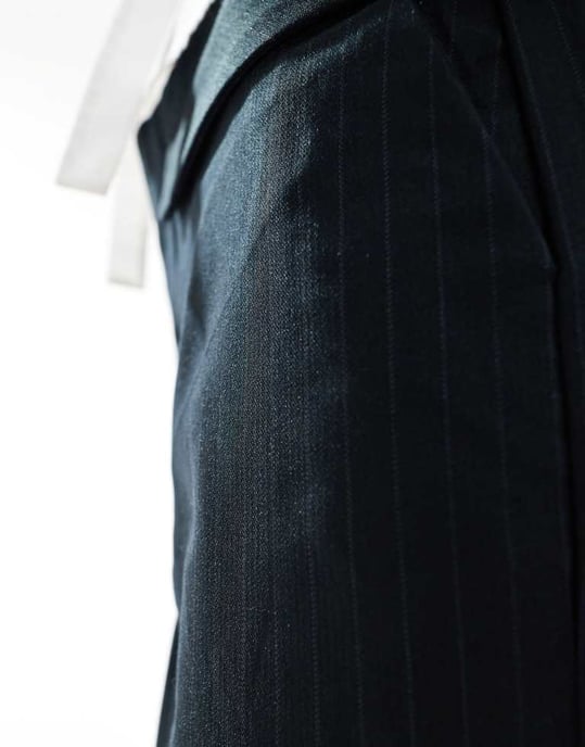 ONLY wide leg trouser with pocket detail in navy pinstripe - Image 3