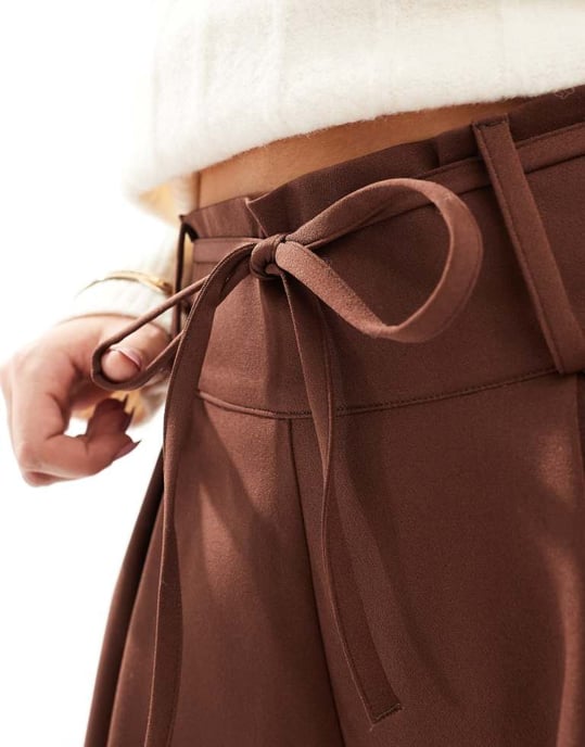 ASOS DESIGN ultra high waist tie detail wide leg trouser - Image 2
