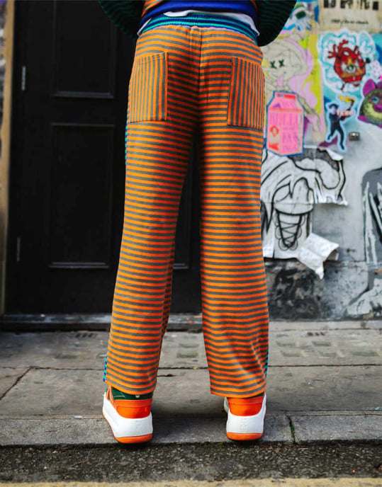 Labelrail x OliBrom straight leg joggers in orange and green constrast stripe co-ord - Image 4