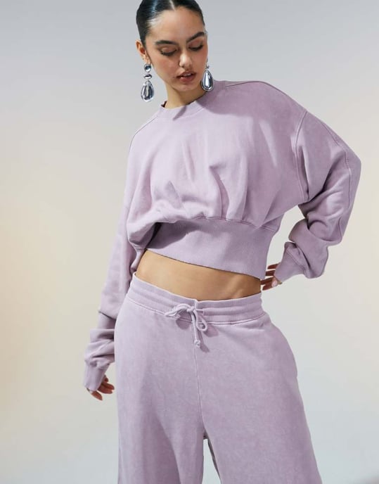 ASOS DESIGN co-ord oversized barrel leg jogger with seam detail in washed mauve - Image 2