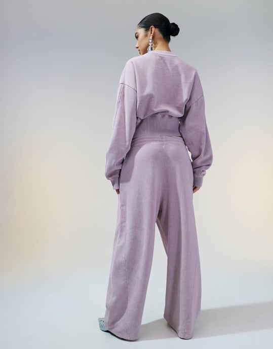 ASOS DESIGN co-ord oversized barrel leg jogger with seam detail in washed mauve - Image 3