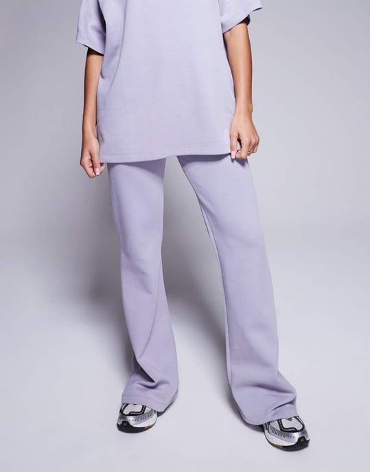 ASOS DESIGN co-ord interlock flared jogger in grey - Image 2