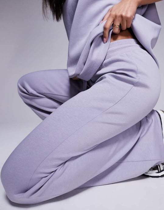 ASOS DESIGN co-ord interlock flared jogger in grey - Image 4