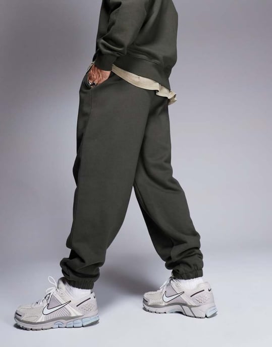 ASOS DESIGN premium heavyweight oversized joggers 400gsm in khaki - Image 2