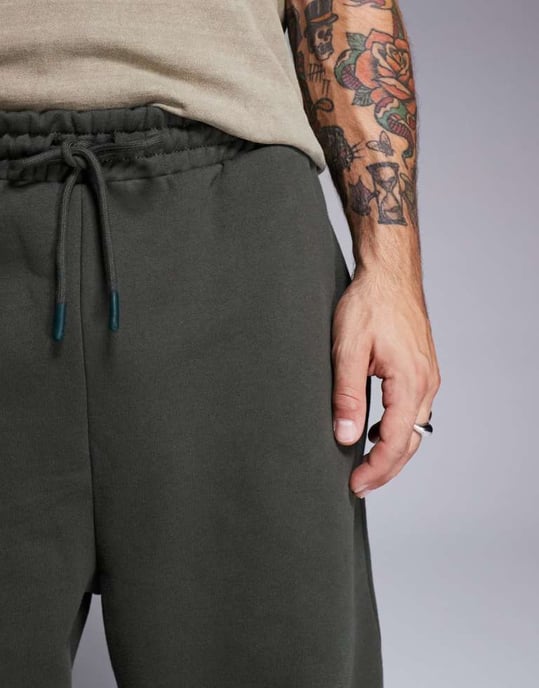 ASOS DESIGN premium heavyweight oversized joggers 400gsm in khaki - Image 4
