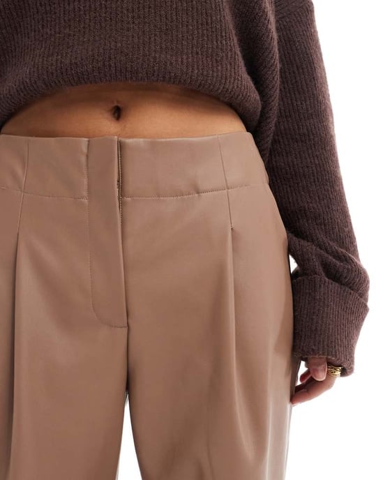 ASOS DESIGN faux leather jogger in mink - Image 3