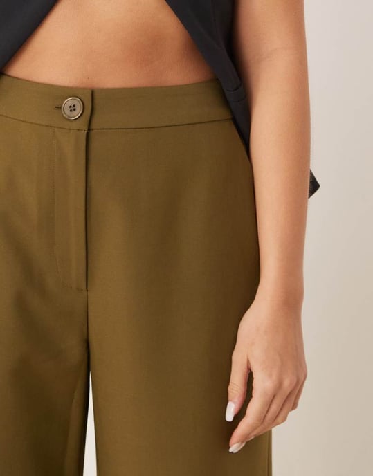 ASOS DESIGN tailored relaxed straight leg trousers in Olive - Image 3