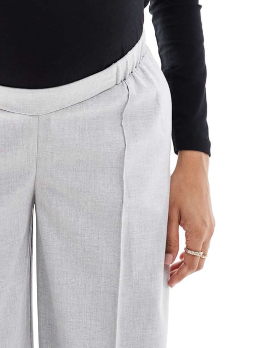 ASOS DESIGN Maternity ankle grazer tailored pull on trouser in grey - Image 3