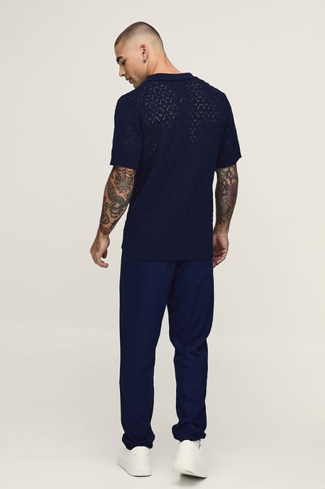 Slim Fit Half & Half Waist Linen Blend Trouser - Image 2