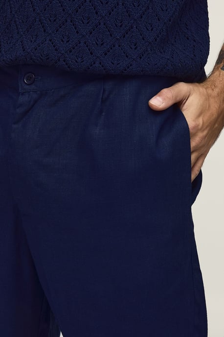 Slim Fit Half & Half Waist Linen Blend Trouser - Image 3