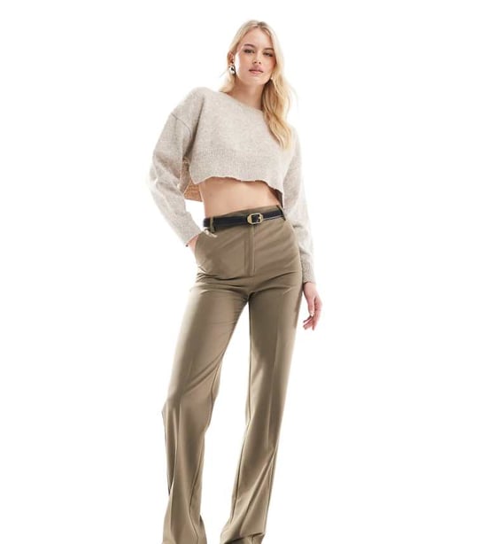 ASOS DESIGN Tall tailored slim straight trousers in olive - Image 1