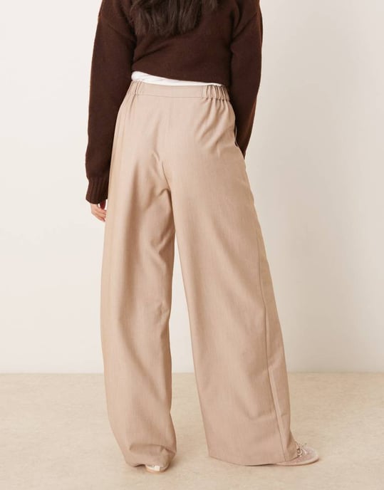 ASOS DESIGN tailored relaxed straight leg trousers in stone - Image 3