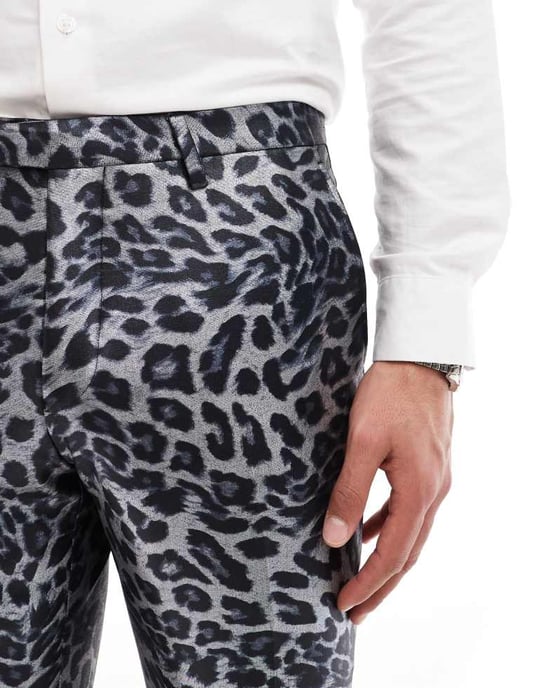 Twisted Tailor suit trousers in mono leopard co-ord - Image 3