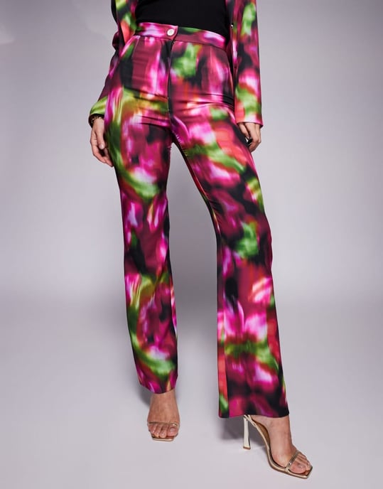 ASOS LUXE co-ord tailored trouser in dark blurred floral print - Image 3