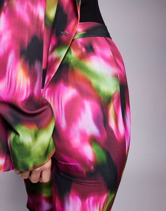 ASOS LUXE co-ord tailored trouser in dark blurred floral print - Image 4